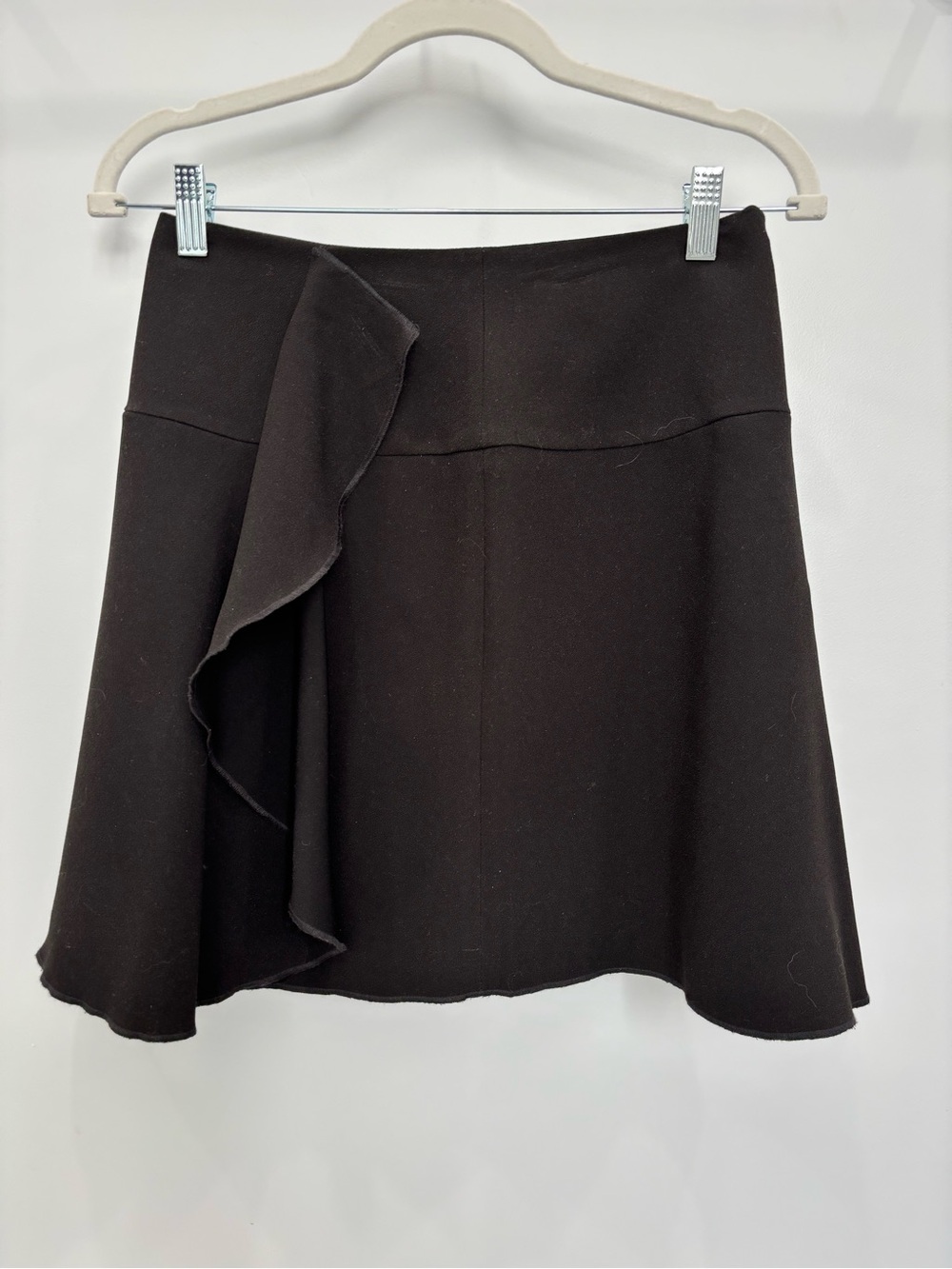 LOFT Black A-Line Skirt with Ruffle Accent